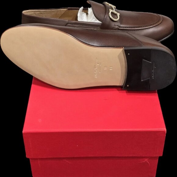 $950- FERRAGAMO Men\'s Ginmvit Corsaro Horsebit Collapsible Leather Loafers- RARE main image 9